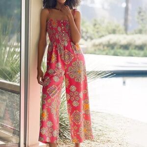 Anthropologie Maeve Smocked Jumpsuit S